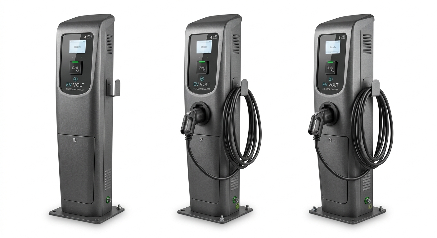 Custom EV charger enclosure — weatherproof sheet metal housing for electric vehicle charging stations EV charging station enclosure — custom sheet metal housing for new energy applications